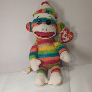 Ty 2011 Beanie Babies Socks The Sock Monkey Multi Coloured